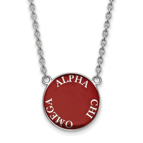 Alpha Chi Omega Sorority Small Pendant Necklace in Sterling Silver 5.89 gr