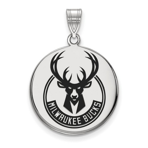 Milwaukee Bucks Large Disc Pendant in Sterling Silver 4.24 gr