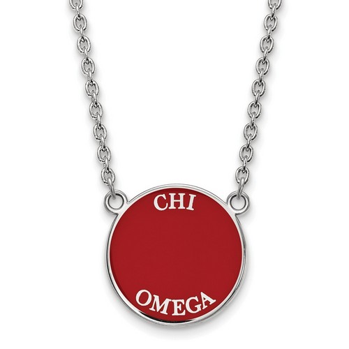 Chi Omega Sorority Small Pendant Necklace in Sterling Silver 5.92 gr