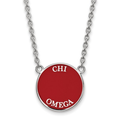 Chi Omega Sorority Small Pendant Necklace in Sterling Silver 5.92 gr