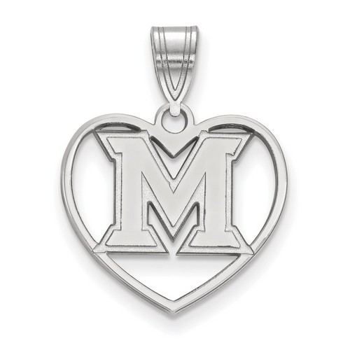 Miami University RedHawks Heart Pendant in Sterling Silver 1.58 gr
