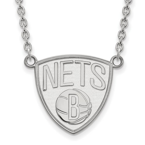 Brooklyn Nets Large Pendant Necklace in Sterling Silver 6.11 gr