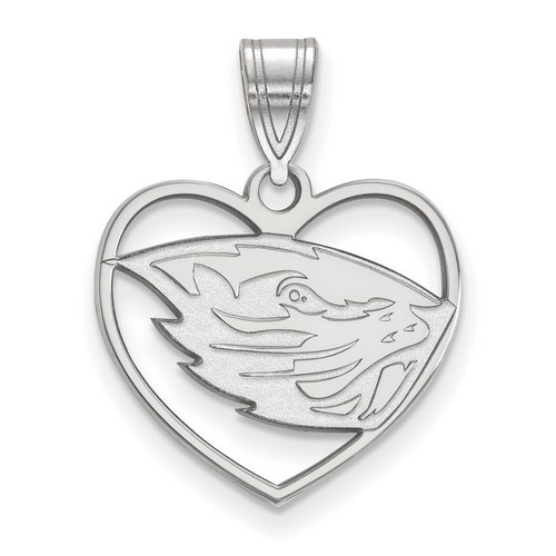 Oregon State University Beavers Sterling Silver Heart Pendant 1.63 gr