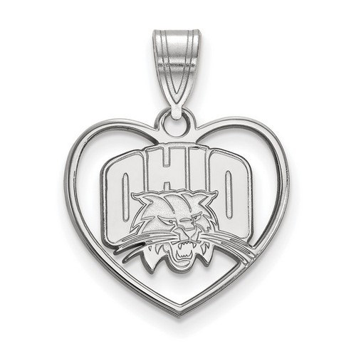 Ohio University Bobcats Sterling Silver Heart Pendant 1.77 gr