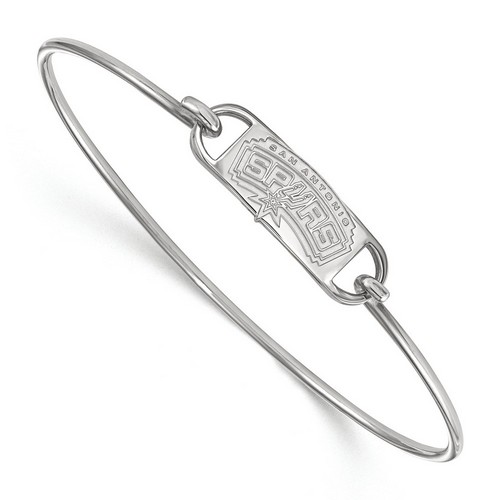 San Antonio Spurs Small Center Logo Sterling Silver Wire Bangle 6.43 gr