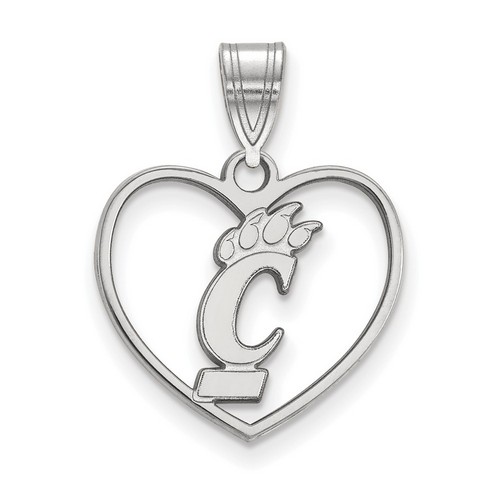 University of Cincinnati Bearcats Sterling Silver Heart Pendant 1.11 gr