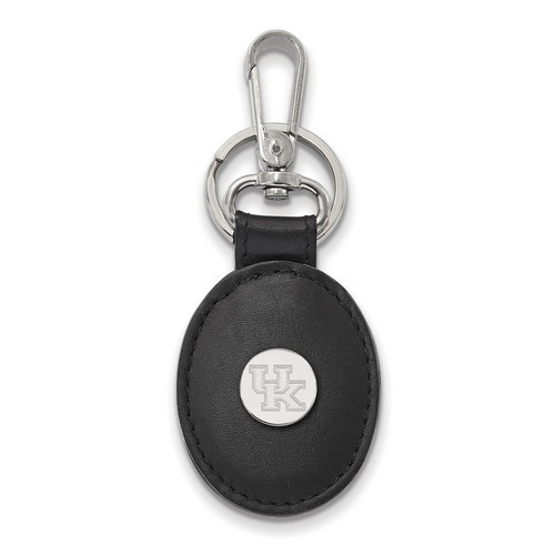 University of Kentucky Wildcats Black Leather Oval Sterling Silver Key Chain