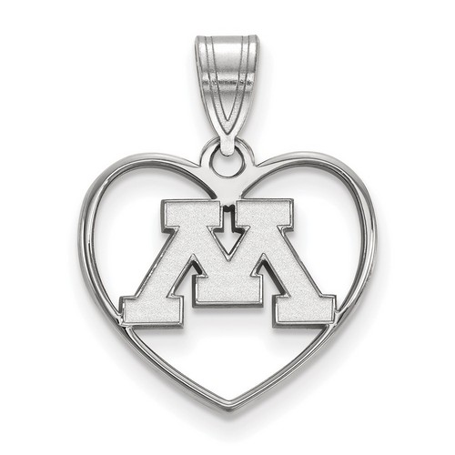 University of Minnesota Golden Gophers Sterling Silver Heart Pendant 1.22 gr