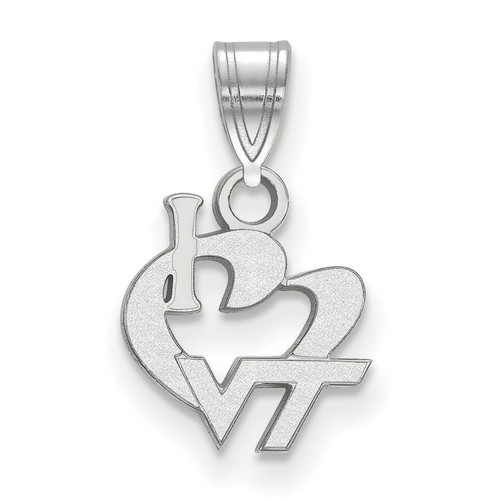 I Love Virginia Tech Hokies Small Logo Pendant in Sterling Silver 0.65 gr