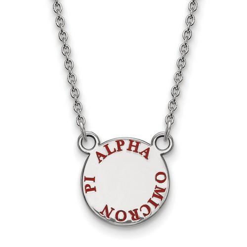 Alpha Omicron Pi Sorority XS Pendant Necklace in Sterling Silver 3.40 gr