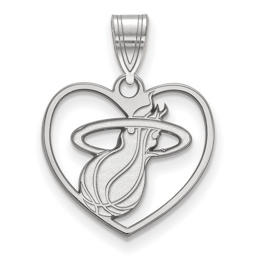 Miami Heat Sterling Silver Heart Pendant 1.43 gr