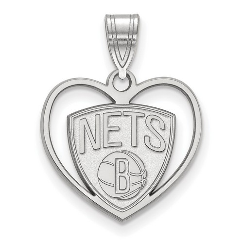 Brooklyn Nets Sterling Silver Heart Pendant 1.80 gr