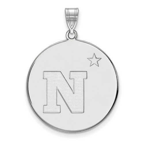 US Naval Academy Navy Midshipmen XL Disc Pendant in Sterling Silver 5.42 gr