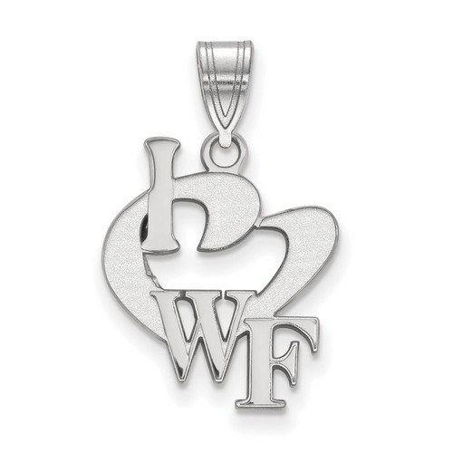 I Love Wake Forest University Demon Deacons Large Sterling Silver Logo Pendant