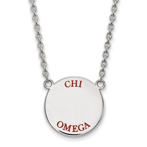 Chi Omega Sorority Small Pendant Necklace in Sterling Silver 6.70 gr