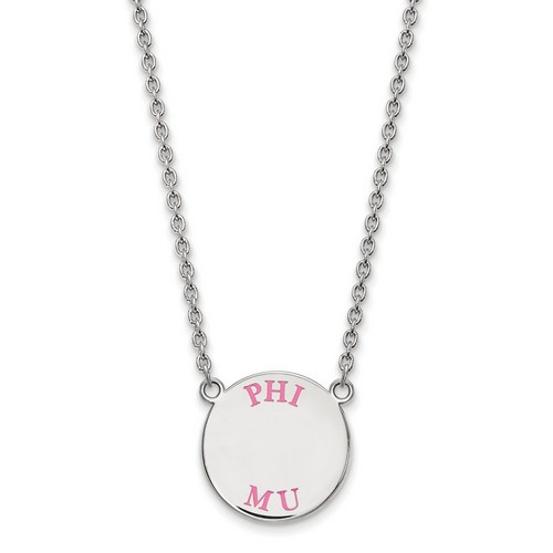 Phi Mu Sorority Small Pendant Necklace in Sterling Silver 6.62 gr