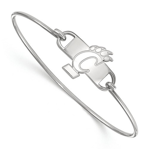 University of Cincinnati Bearcats Small Center Logo Sterling Silver Wire Bangle