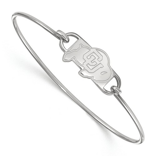 University of Colorado Buffaloes Small Center Logo Sterling Silver Wire Bangle