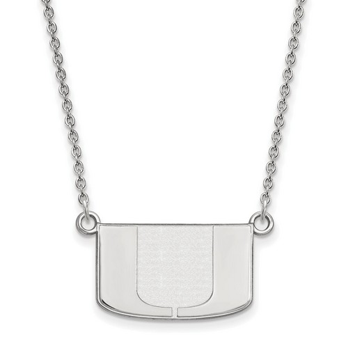 University of Miami Hurricanes Small Pendant Necklace in Sterling Silver 4.45 gr