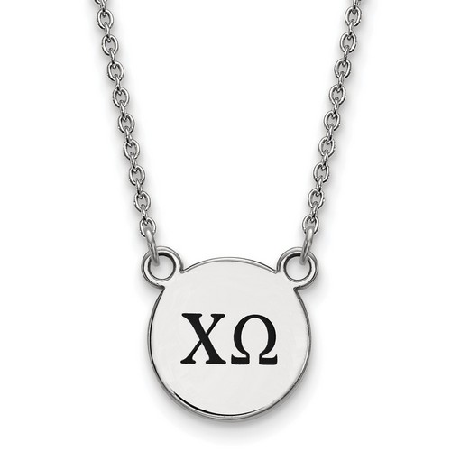 Chi Omega Sorority XS Pendant Necklace in Sterling Silver 3.35 gr