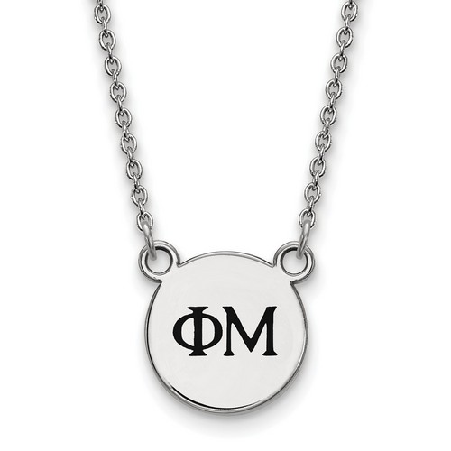 Phi Mu Sorority XS Pendant Necklace in Sterling Silver 3.47 gr