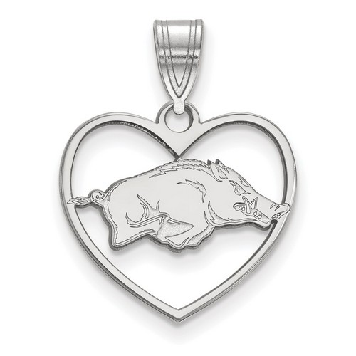 University of Arkansas Razorbacks Sterling Silver Heart Pendant 1.40 gr
