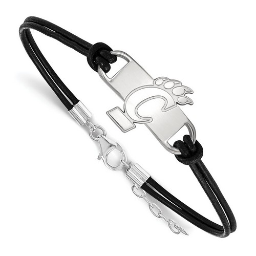 University of Cincinnati Bearcats Sterling Silver Center Logo Leather Bracelet