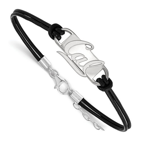 UC Berkeley California Golden Bears Sterling Silver Center Logo Leather Bracelet