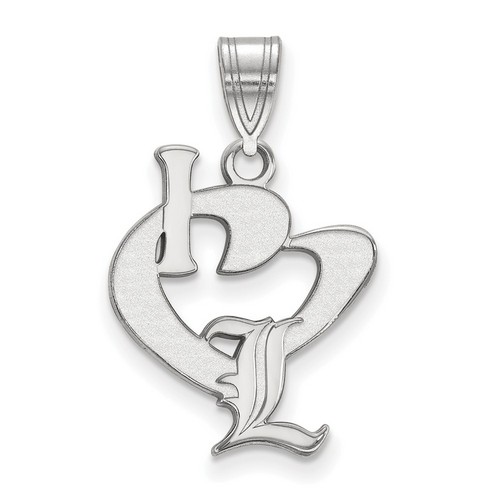 I Love University of Louisville Cardinals Large Sterling Silver Logo Pendant