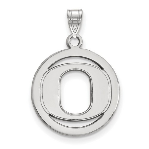 University of Oregon Ducks Small Sterling Silver Circle Pendant 2.19 gr