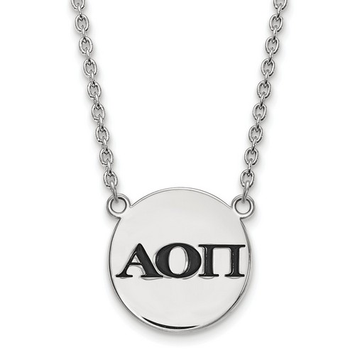 Alpha Omicron Pi Sorority Small Pendant Necklace in Sterling Silver 6.57 gr