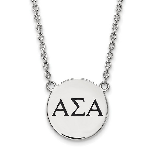 Alpha Sigma Alpha Sorority Small Sterling Silver Pendant Necklace 6.49 gr