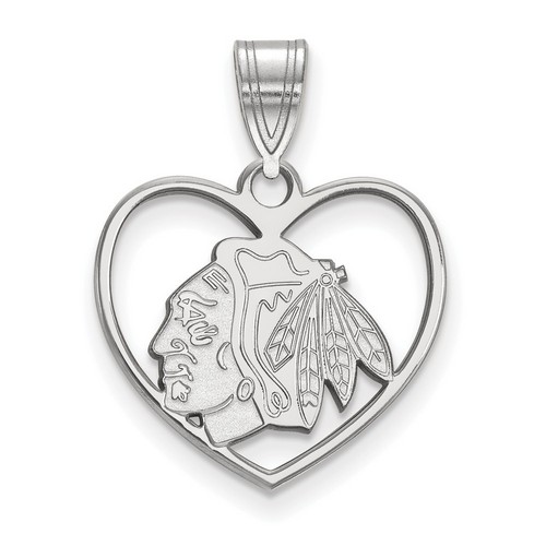 Chicago Blackhawks Sterling Silver Heart Pendant 1.61 gr