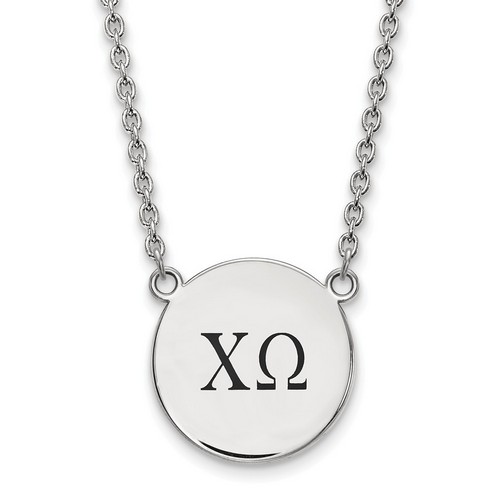 Chi Omega Sorority Small Pendant Necklace in Sterling Silver 6.49 gr