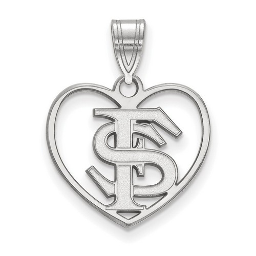 Florida State University Seminoles Sterling Silver Heart Pendant 1.42 gr