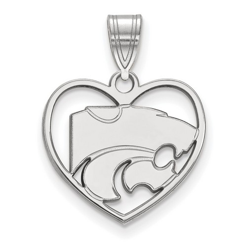 Kansas State University Wildcats Sterling Silver Heart Pendant 1.87 gr