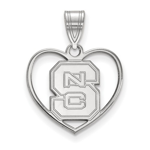 North Carolina State University Wolfpack Sterling Silver Heart Pendant 1.76 gr