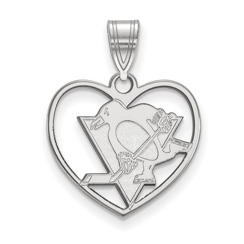 Pittsburgh Penguins Sterling Silver Heart Pendant 1.54 gr