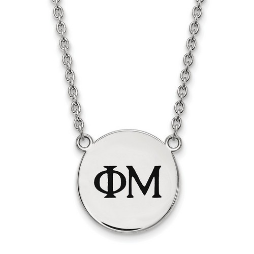 Phi Mu Sorority Small Pendant Necklace in Sterling Silver 6.61 gr