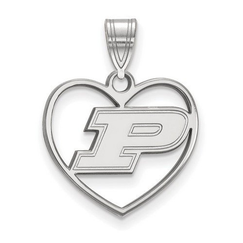Purdue University Boilermakers Sterling Silver Heart Pendant 1.54 gr