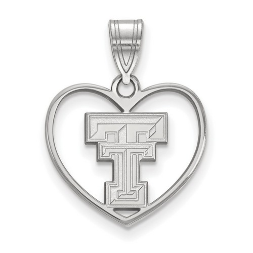 Texas Tech University Red Raiders Sterling Silver Heart Pendant 1.37 gr