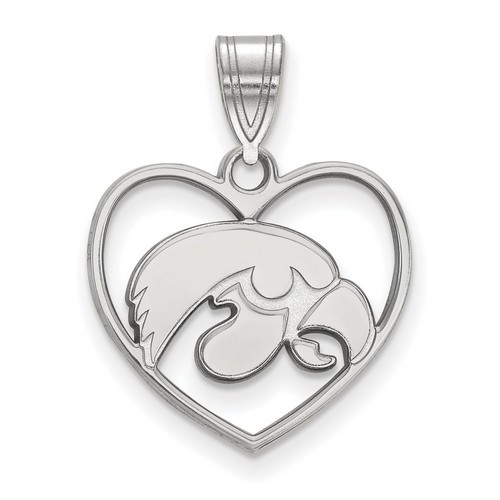 University of Iowa Hawkeyes Sterling Silver Heart Pendant 1.52 gr