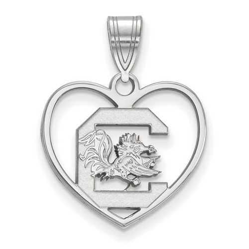 University of South Carolina Gamecocks Sterling Silver Heart Pendant 1.36 gr