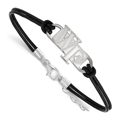 Wake Forest University Demon Deacons Small Sterling Silver Logo Leather Bracelet
