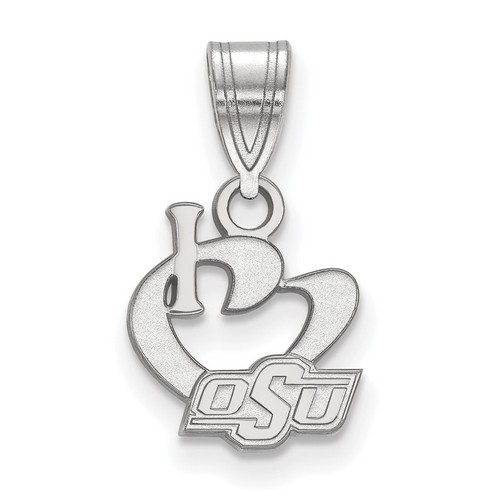 I Love Oklahoma State University Cowboys Small Sterling Silver Logo Pendant