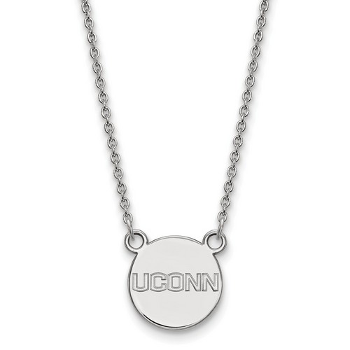 University of Connecticut Huskies Small Disc Necklace in Sterling Silver 3.32 gr