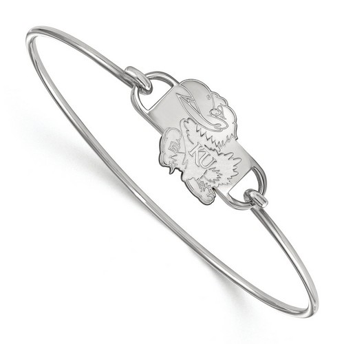 University of Kansas Jayhawks Small Centered Logo Sterling Silver Wire Bangle