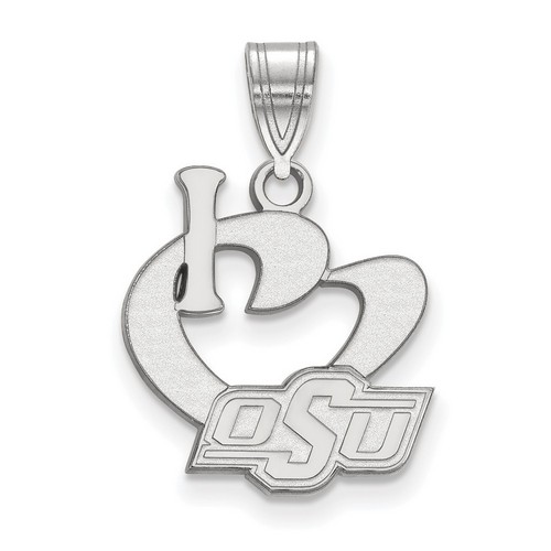 I Love Oklahoma State University Cowboys Large Sterling Silver Logo Pendant