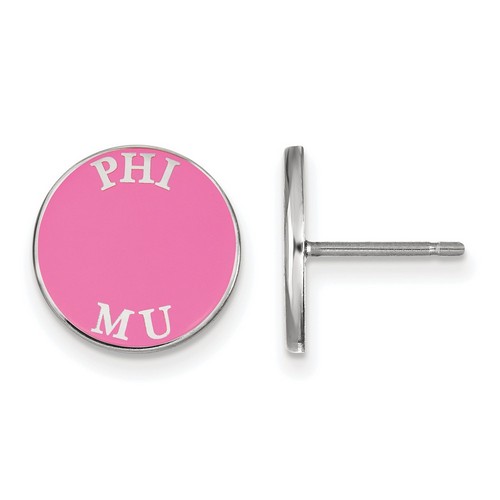 Phi Mu Sorority Enameled Post Earrings in Sterling Silver 1.56 gr