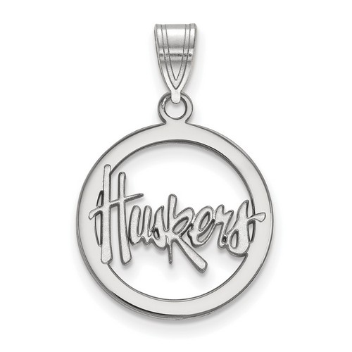 University of Nebraska Cornhuskers Small Sterling Silver Circle Pendant 2.34 gr